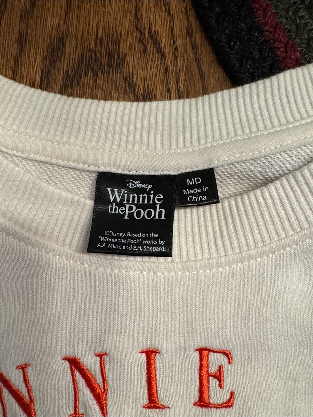 Disney White Winnie the Pooh Sweatshirt with Red Lettering - Picture 2 of 5